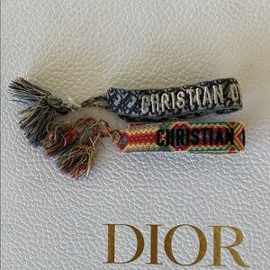 Authentic Christian Dior Vibrant and Gray Woven Friendship Bracelet Set